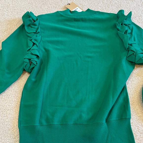 Halogen Emerald Green Ruffle-Shoulder Sweatshirt - Picture 6 of 6